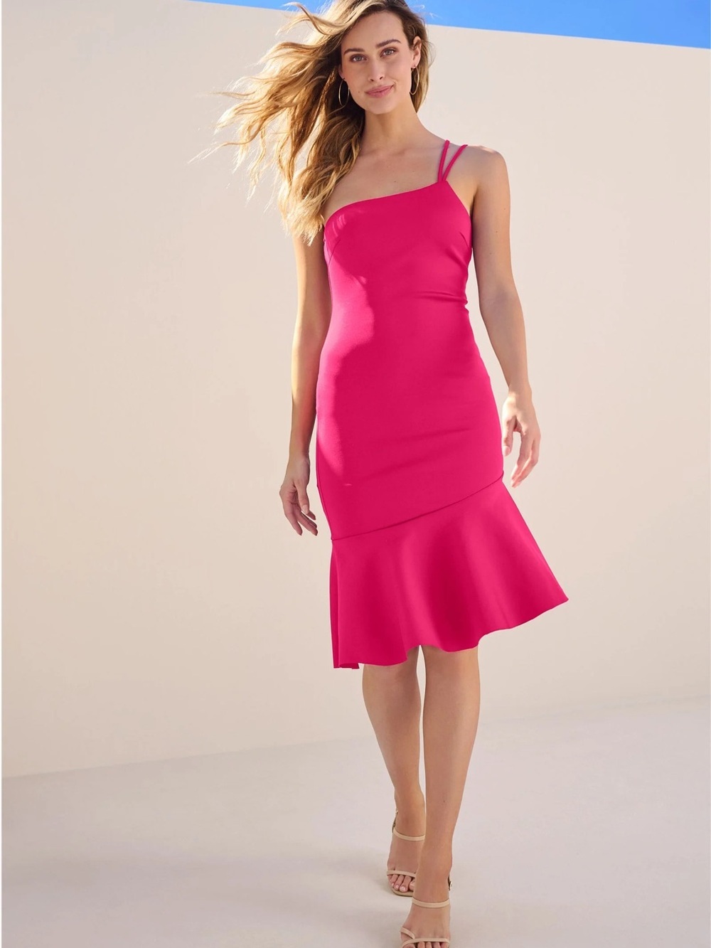 VENUS Asymmetrical Strap Pink Dress Medium NWOT